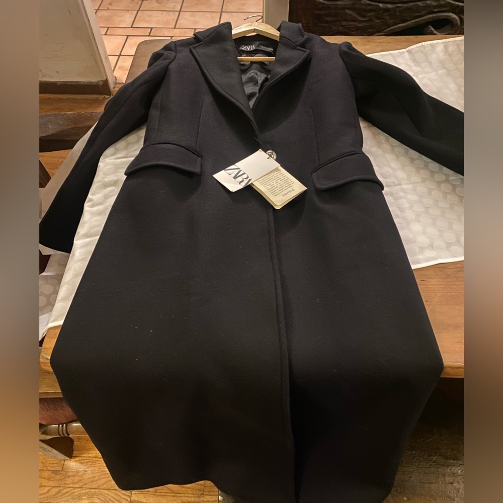 New Zara Manteco Classic long wool elegant coat - Picture 5 of 12